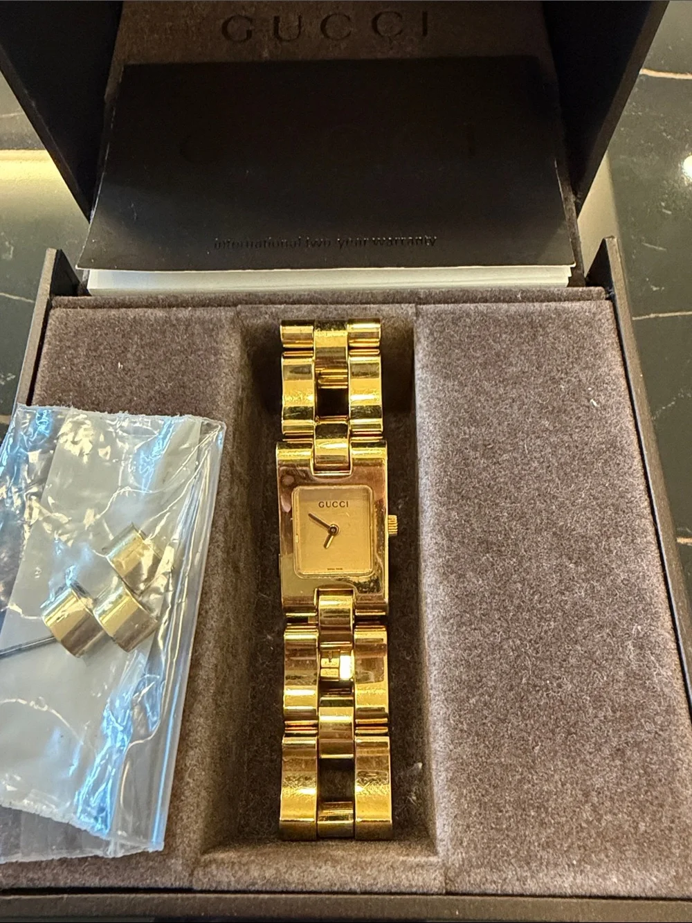 Gucci Gold-Tone Rectangular Bracelet Watch